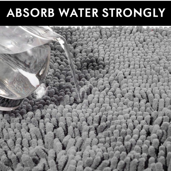 Set of plush microfiber chenille gray bathroom mats - Picture 5 of 7